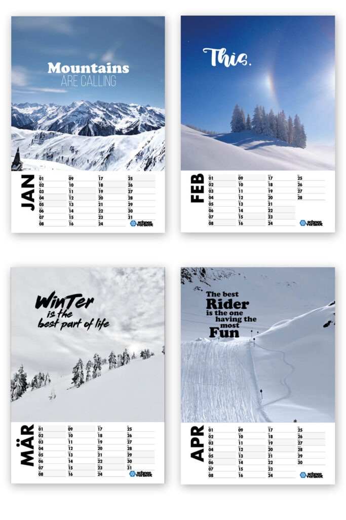 schneevaerliebt Kalender 2025 Beispiele
